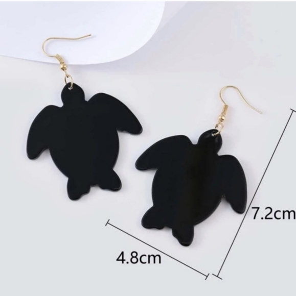 Tropical Turtle Dangle Earrings Resin Acrylic Stainless Steel Earwires NEW - Picture 3 of 7